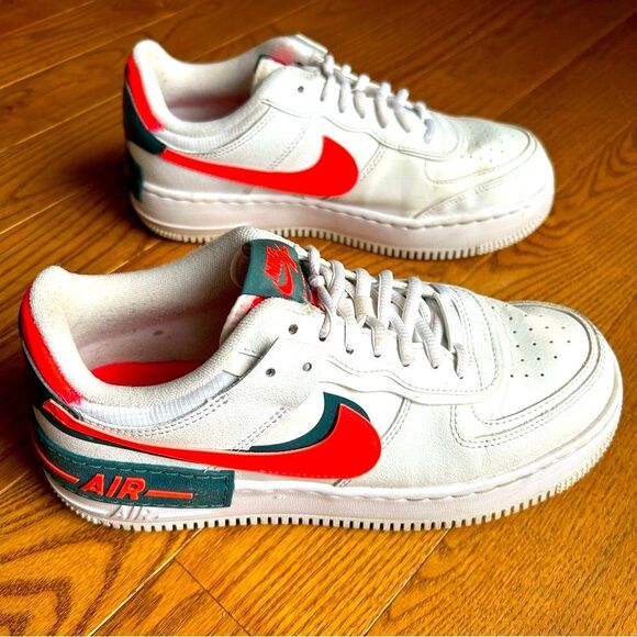 Nike Air Force 1 Shadow White/Solar Red - Picture 2 of 9